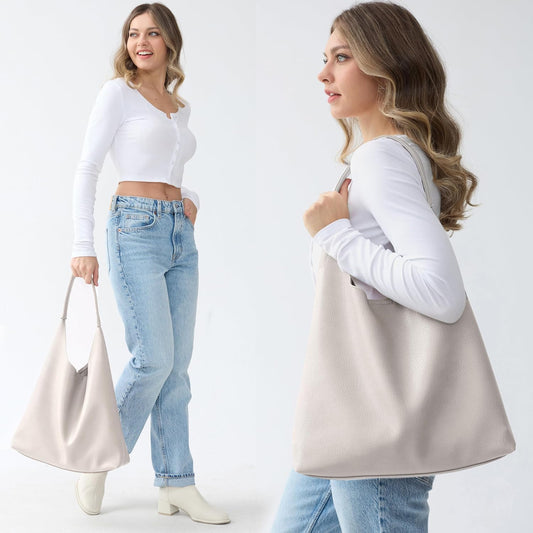 Hobo Bags for Women Soft Vegan Leather Shoulder Handbag Slouchy Tote Purses