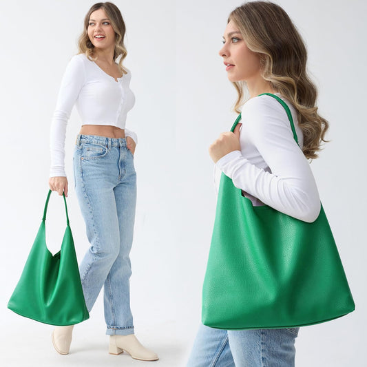 Hobo Bags for Women Soft Vegan Leather Shoulder Handbag Slouchy Tote Purses