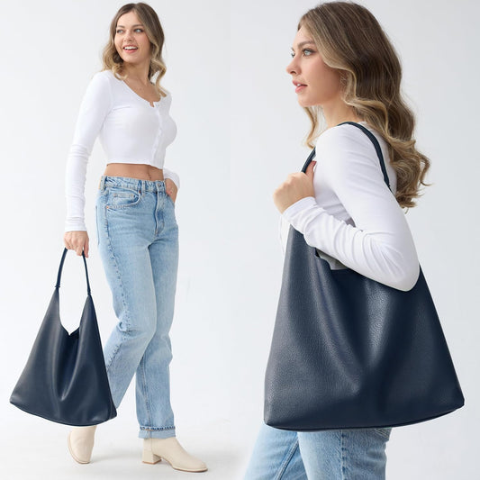 Hobo Bags for Women Soft Vegan Leather Shoulder Handbag Slouchy Tote Purses