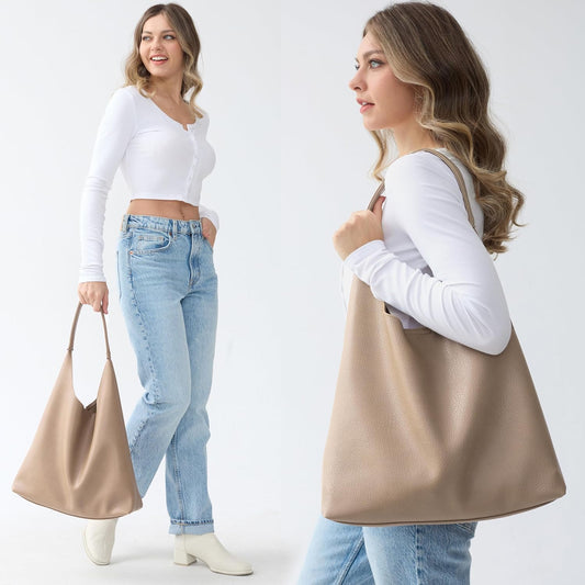 Hobo Bags for Women Soft Vegan Leather Shoulder Handbag Slouchy Tote Purses