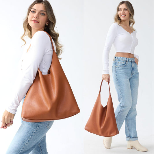 Hobo Bags for Women Soft Vegan Leather Shoulder Handbag Slouchy Tote Purses